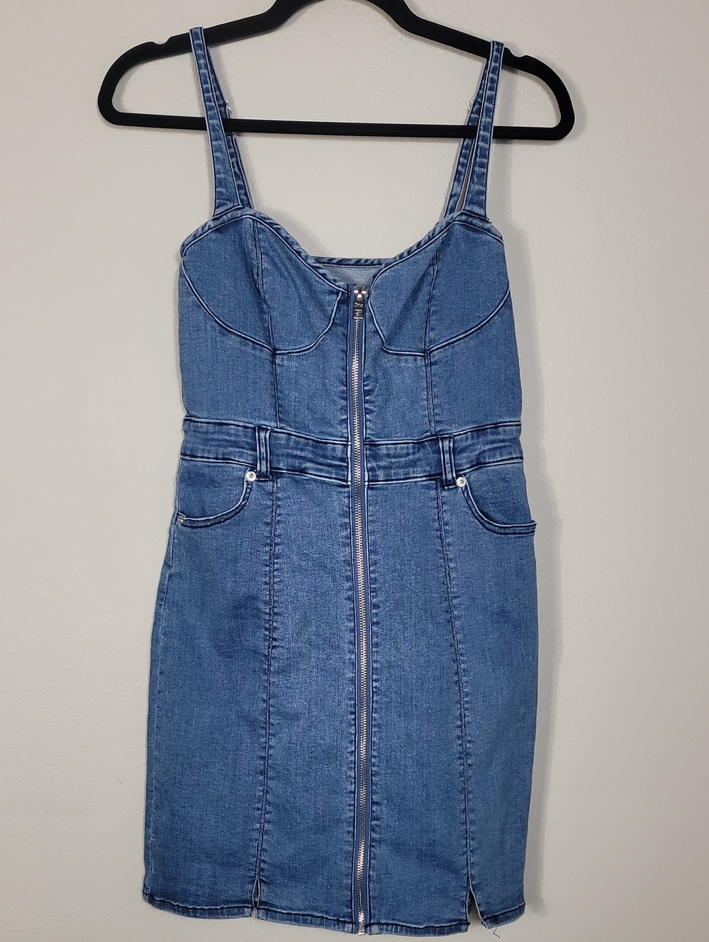 Y2K Juicy Couture Denim Zip Front Jumper Dress Size Medium Grunge